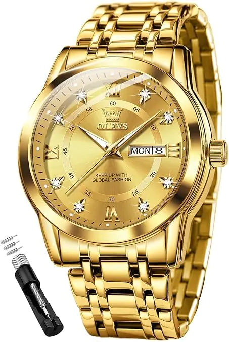 OLEVS Blue Gold Luxury Quartz Men's Watch - Stellmor
