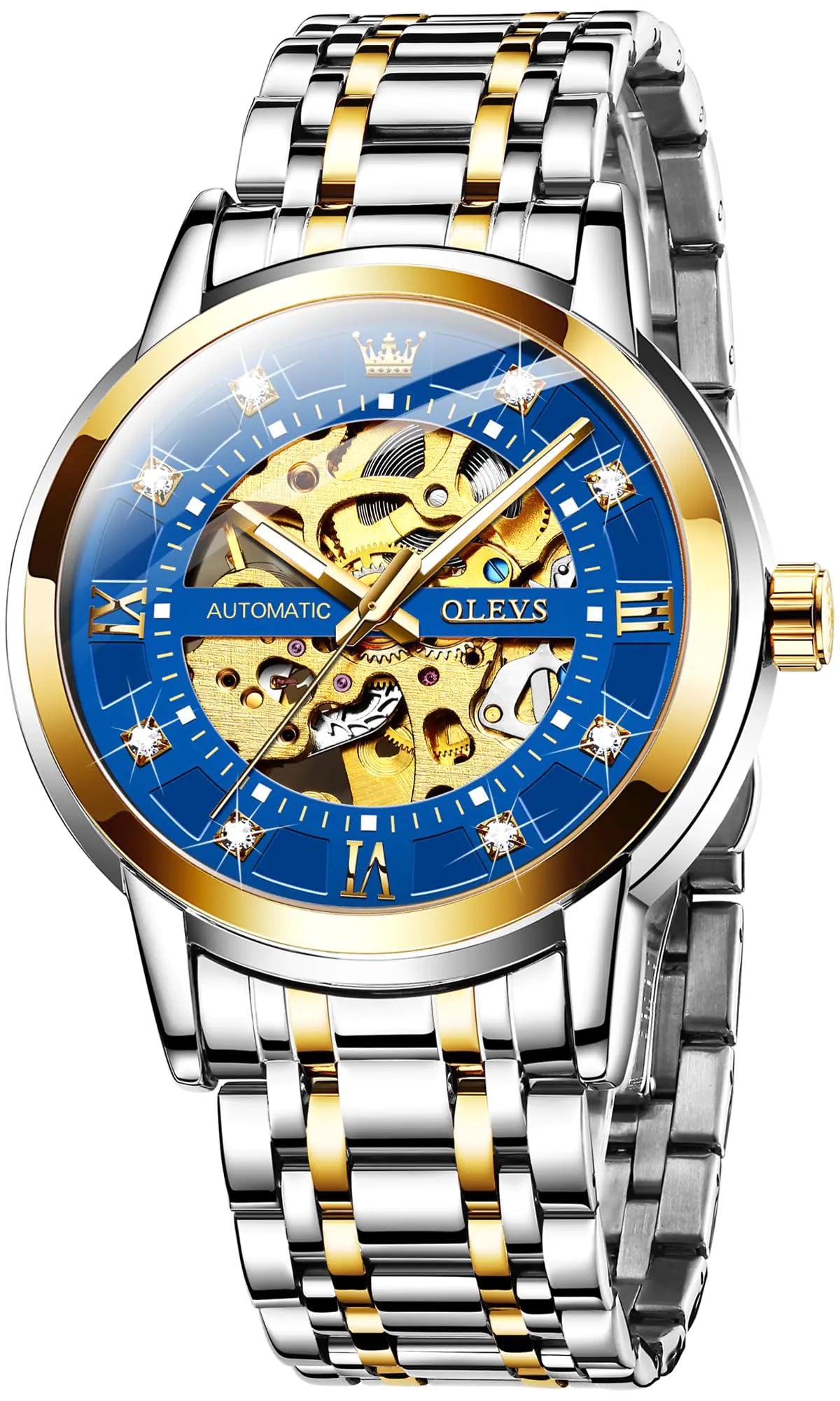 OLEVS Luxury Skeleton Diamond Automatic Men’s Watch - Stellmor