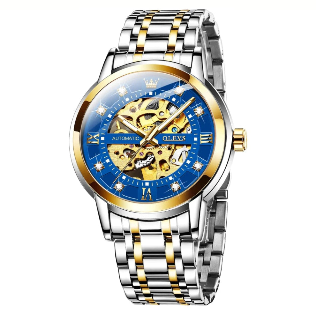 OLEVS Luxury Skeleton Diamond Automatic Men’s Watch - Stellmor