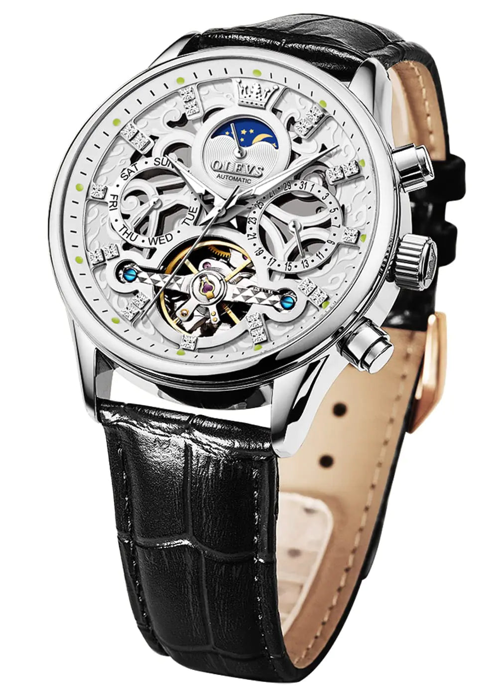 OLEVS Men's Automatic Moon Phase Watch - Stellmor