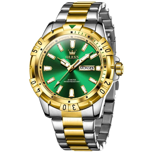 OLEVS Green Dial Watch for Men Stainless Steel - Stellmor