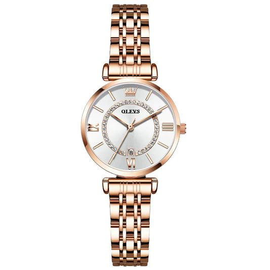 Small Face Watches for Women Rose Gold Bezel Quartz - Stellmor