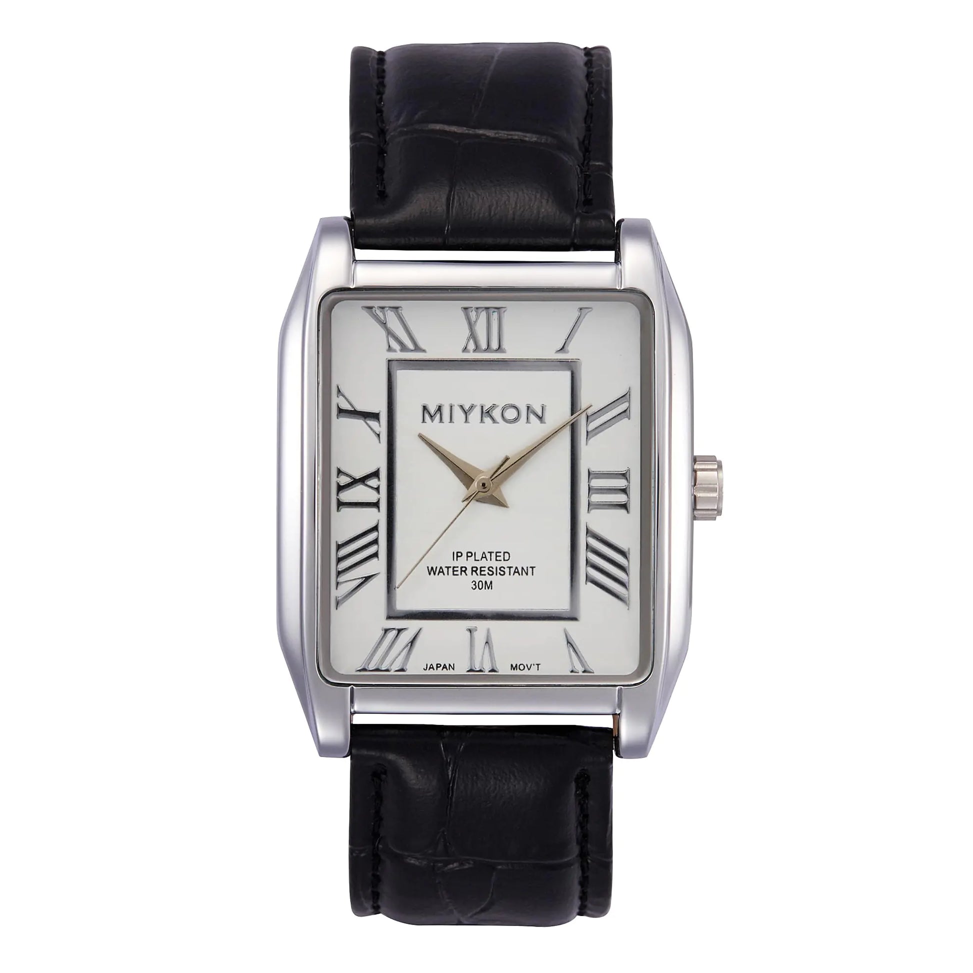 Classic Rectangular Black Genuine Leather Strap Watches for Men - Stellmor