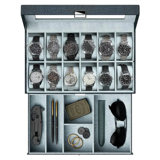 ProCase Watch Box for Men 12 Slot Mens Watch Case With Drawer Watch Display Case - Stellmor