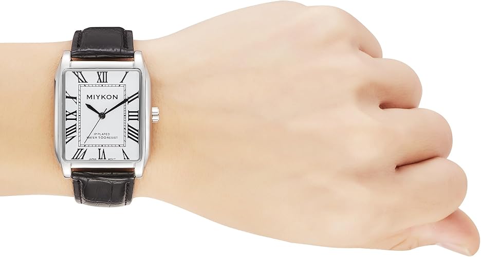 Classic Rectangular Black Genuine Leather Strap Watches for Men - Stellmor