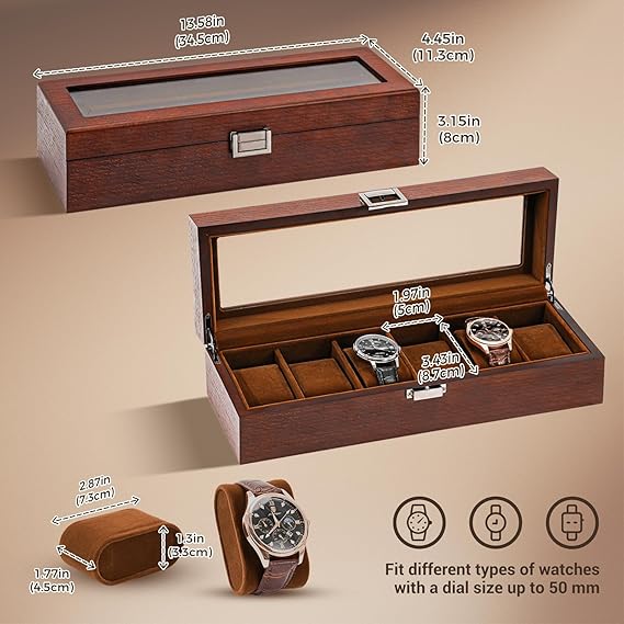 ProCase Wooden Watch Box for Men 6 Slot Watch - Stellmor