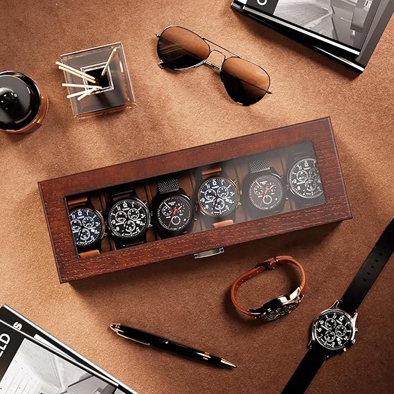 ProCase Wooden Watch Box for Men 6 Slot Watch - Stellmor
