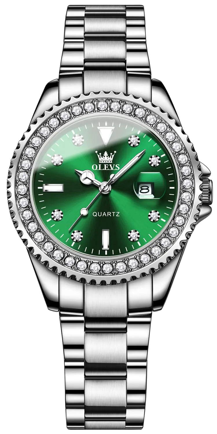 OLEVS Watches for Women Diamond Luxury Dress Silver - Stellmor