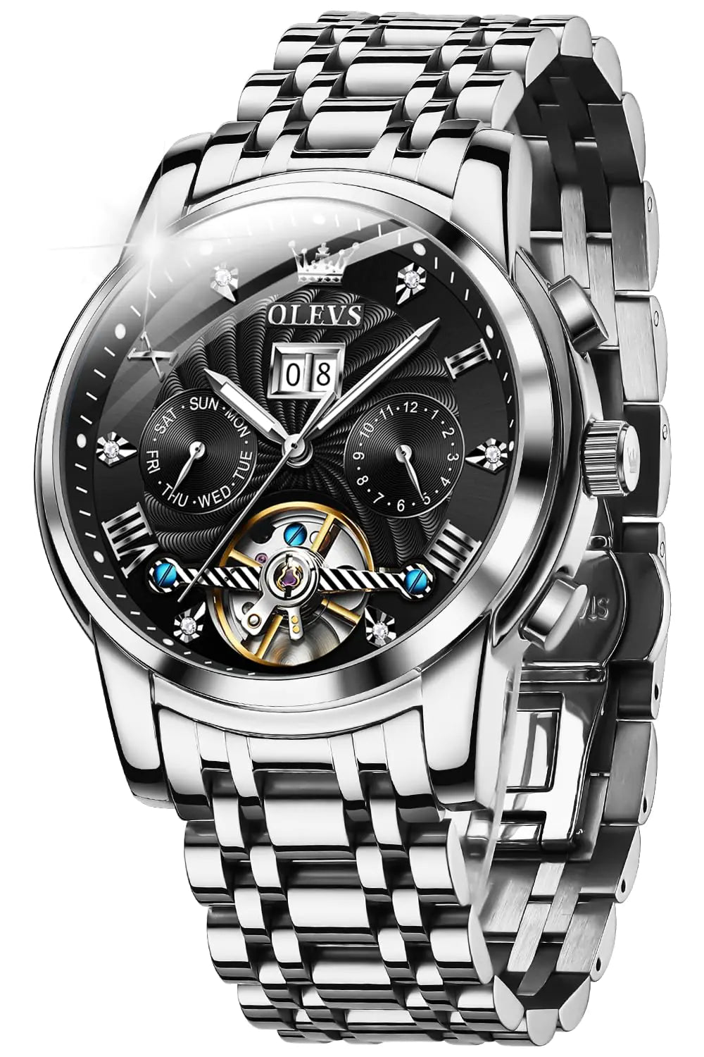 OLEVS Men's Luxury Diamond Skeleton Automatic Watch - Stellmor