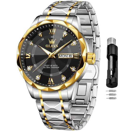 OLEVS Two-Tone Men's Diamond Watch - Stellmor