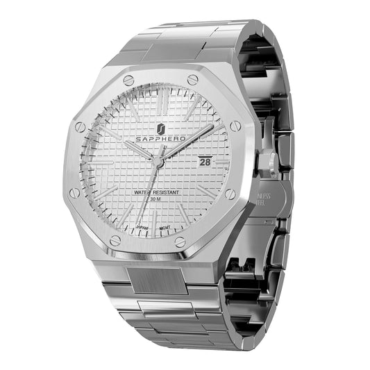 SAPPHERO Octagonal Silver Men's Steel Watch - Stellmor