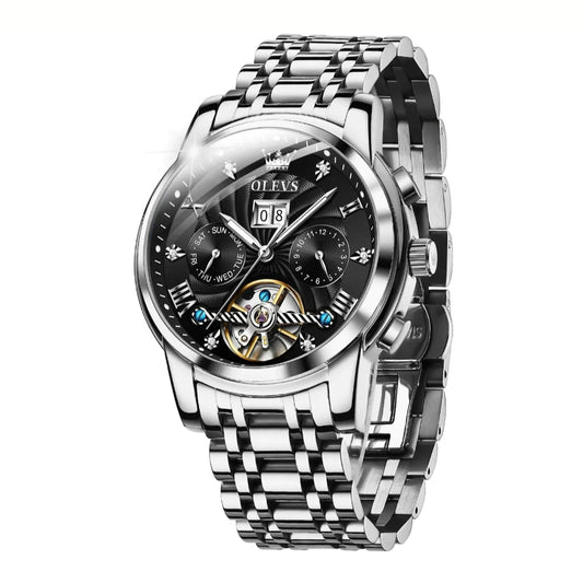 OLEVS Men's Luxury Diamond Skeleton Automatic Watch - Stellmor
