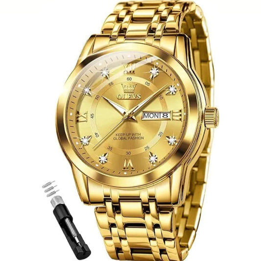 OLEVS Blue Gold Luxury Quartz Men's Watch - Stellmor